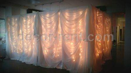 All white wedding backdrop with minilights, Toronto.