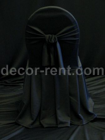 Black Banquet Chair Cover with Black Linen Sash