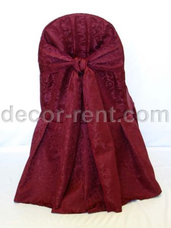 Burgundy King Brocade Banquet Chair Cover with King Sash