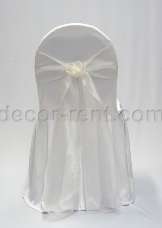 White Banquet Chair Cover with White Organza Sash