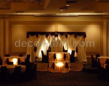 Custom Wedding Backdrop in Soft Gold and Chocolate.