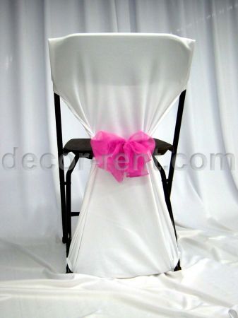 Folding Chair Back Cover with Hot Pink Mesh Bow