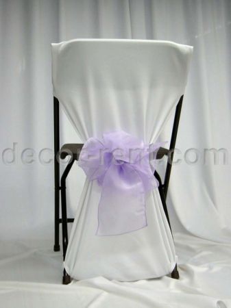 Folding Chair Back Cover White with Lilac Organza QUATRO Bow