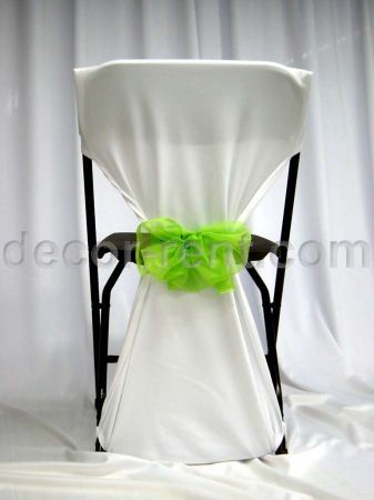 Folding Chair Back Cover with Lime Green Mesh Bow