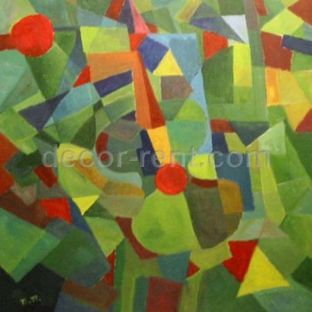 Green Composition. (Oil on Canvas).