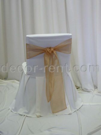Ivory Office Chair Cover with Gold Organza Tie