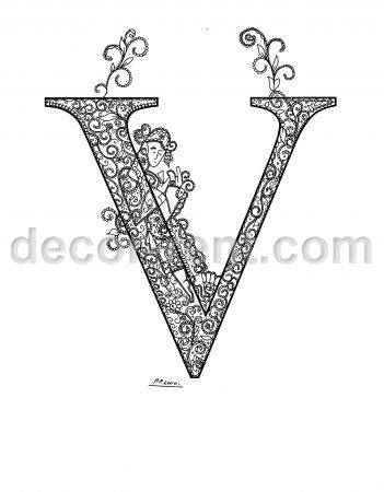 Personal Initial V. (Indian Ink, Paper).