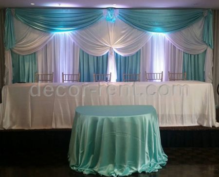 Wedding backdrop in white and tiffany blue colors. Toronto