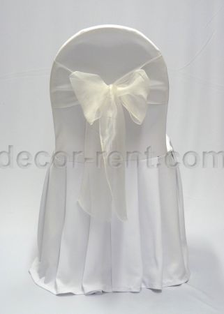White Banquet Chair Cover with White Organza Bow