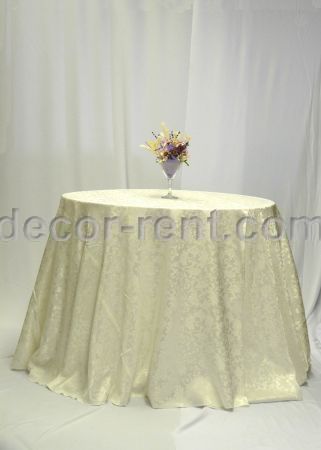 Warm White Brocade Table Linen Rental
